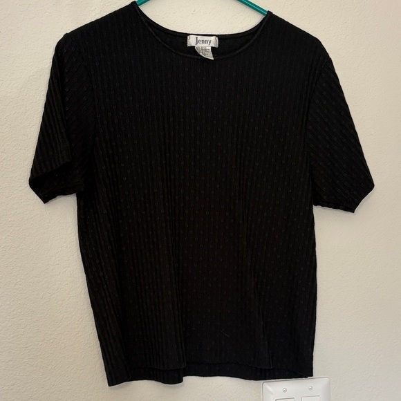Vintage Tops - VINTAGE Jenny Black Women's Top Short Sleeve Textured large